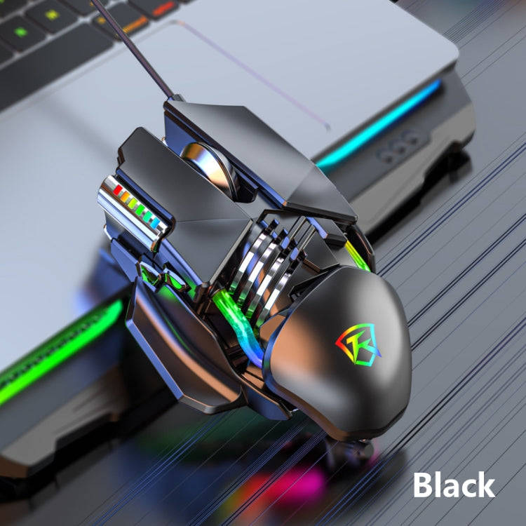 Y-FRUITFUL P3 6 Keys RGB Lighting Adjustable Wired Mouse(Black)
