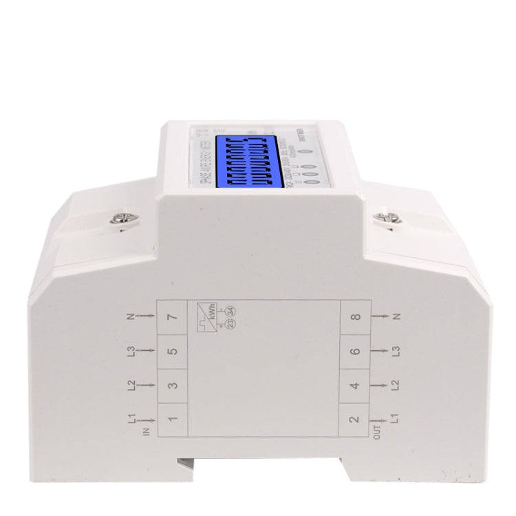 SINOTIMER Three-Phase Backlight Display Rail Type Electricity Meter 5-100A 400V(DDS024 White Shell)