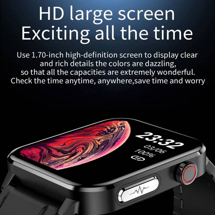 LOANIY E86 1.7 Inch Heart Rate Monitoring Smart Bluetooth Watch, Color: Black