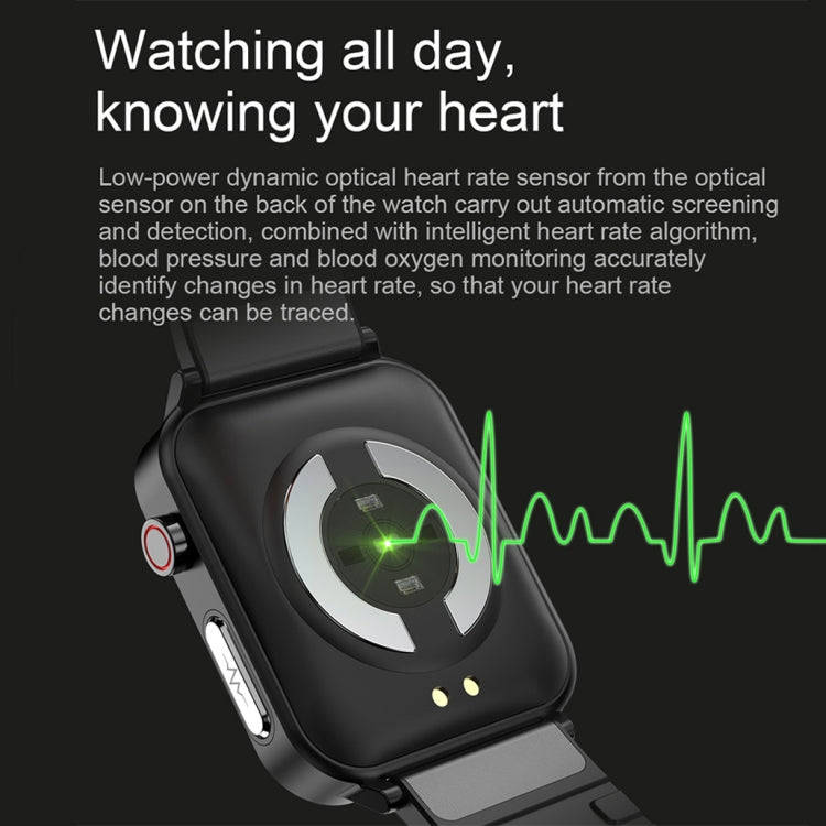 LOANIY E86 1.7 Inch Heart Rate Monitoring Smart Bluetooth Watch, Color: Black