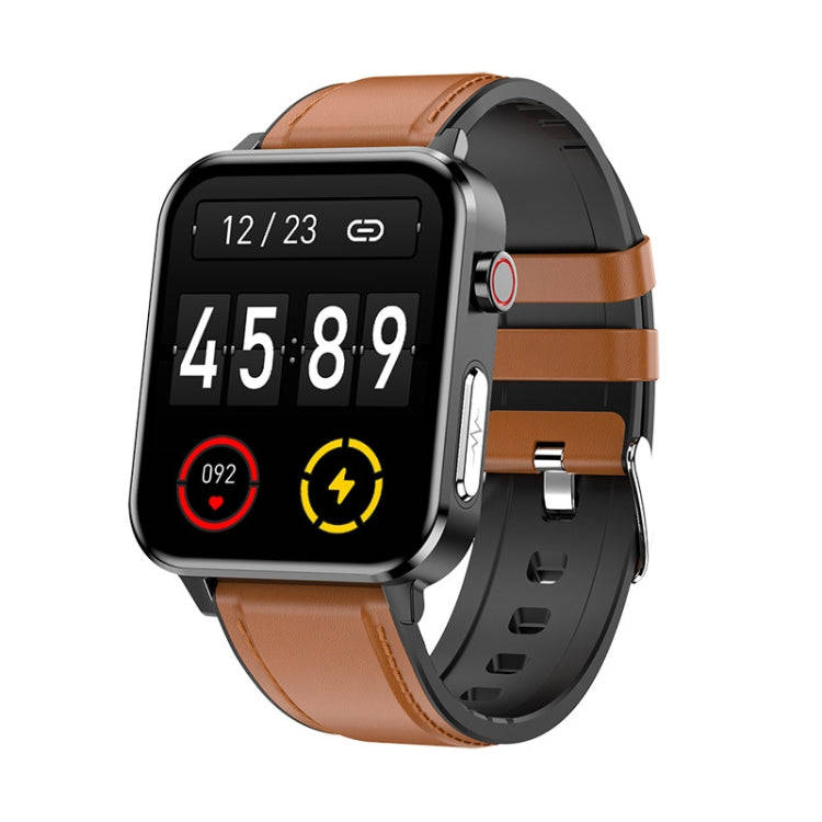 LOANIY E86 1.7 Inch Heart Rate Monitoring Smart Bluetooth Watch, Color: Brown Leather