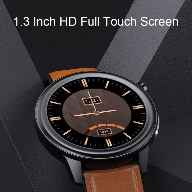 LOANIY E80 1.3 Inch Heart Rate Detection Smart Watch, Color: Black Leather