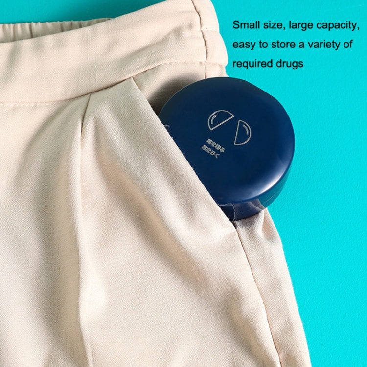 Double-layer Round Eight Grids Portable Medicine Box with Cutter(Blue)