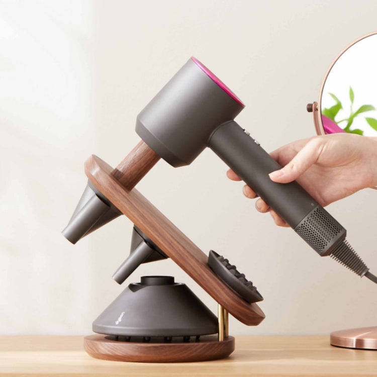 Solid Wood Hair Dryer Storage Bracket For Dyson(Black Walnut)