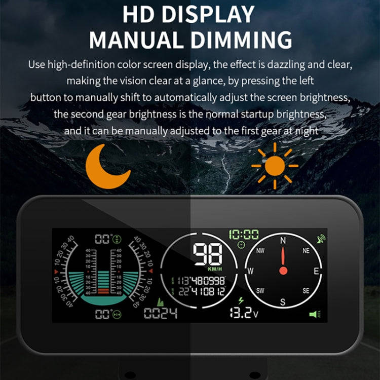 Car HUD Level Slope GPS Compass Altitude Display(M60)