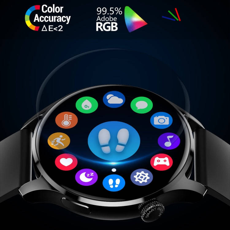 HD3 1.32 Inch Heart Rate Monitoring Smart Watch with Payment Function(Black Leather)