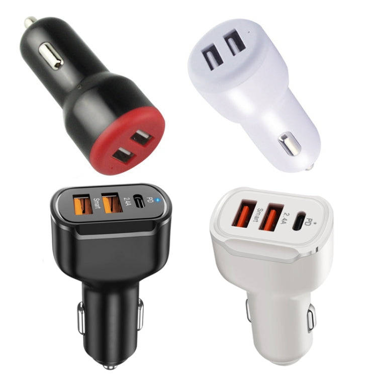 PD+2.4A Dual USB Car Charger, Style: 3 Ports (White)