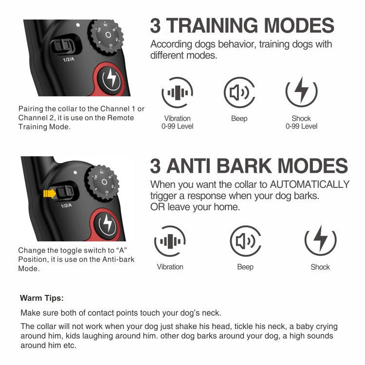 Remote Control Trainer Dog Collar Automatic Barking Stopper, Specification: 1 Drag 1 Black