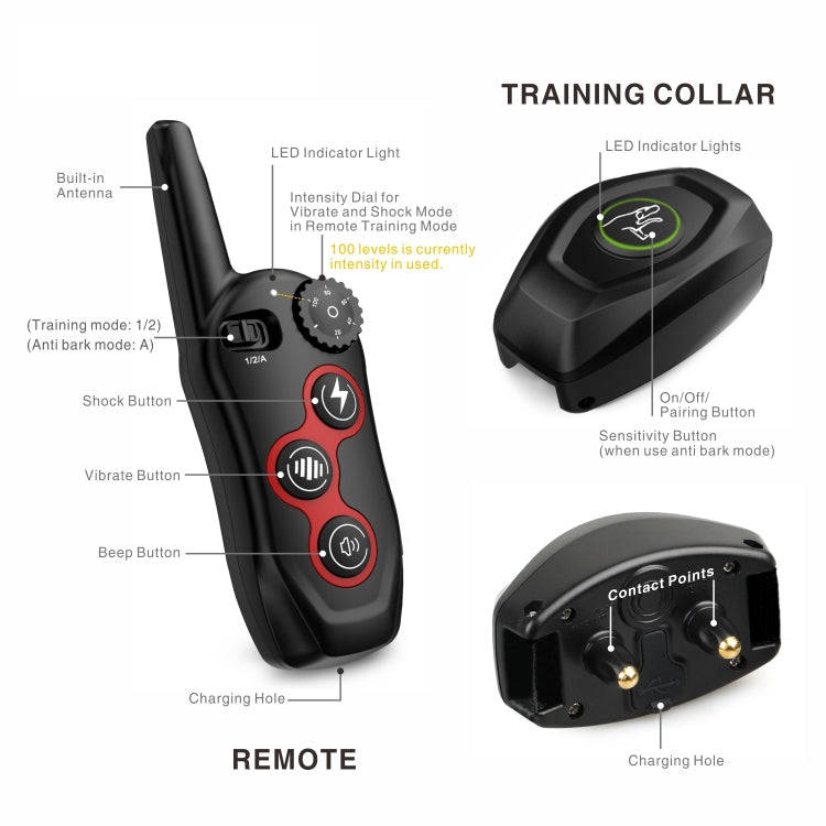 Remote Control Trainer Dog Collar Automatic Barking Stopper, Specification: 1 Drag 2 Red+Orange