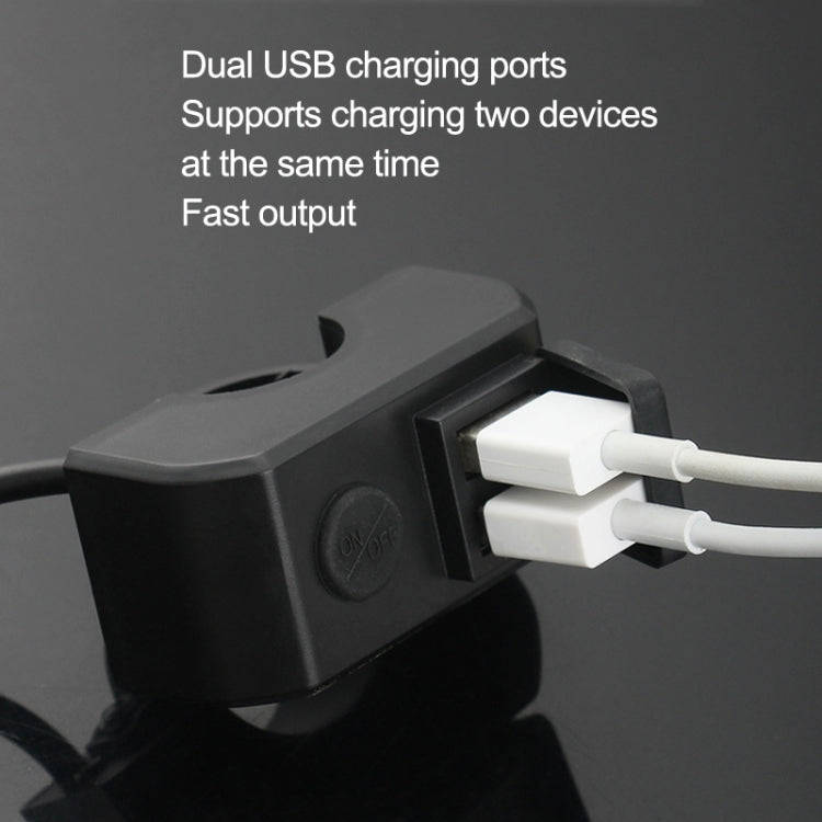 Motorcycle Dual USB Mobile Phone Charger 5V 3A Fast Charging(Black)