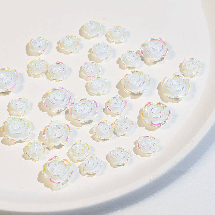 SP0473 30Pcs/Pack 3D Camellia Nail Art Decorative Rhinestones(Colorful White)