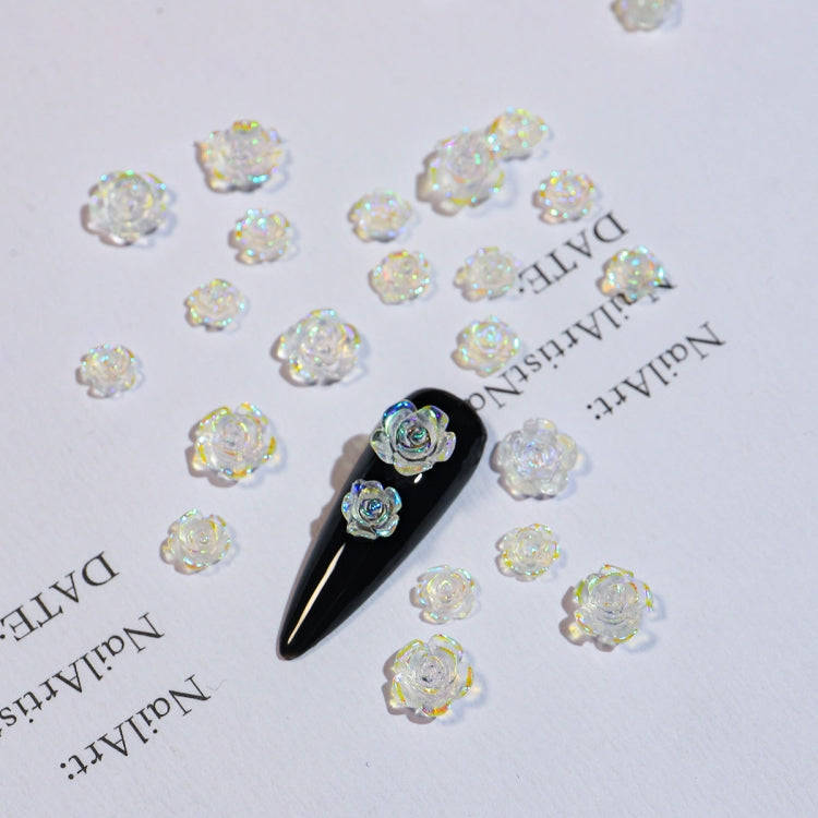 SP0473 30Pcs/Pack 3D Camellia Nail Art Decorative Rhinestones(Transparent)