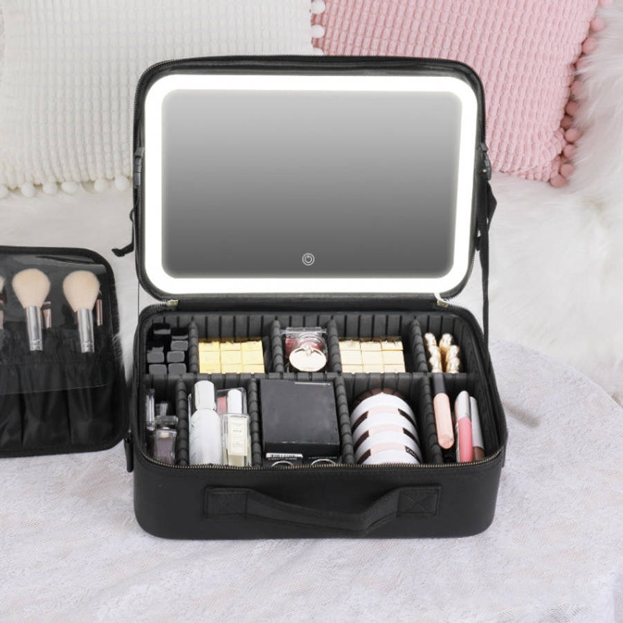 NICELAND TM1060 Large Capacity With Lamp Makeup Bag Portable, Color: Large Black