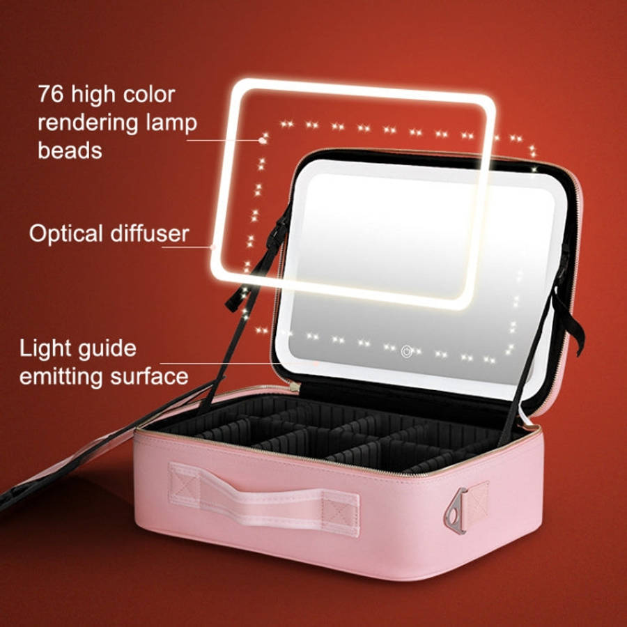 NICELAND TM1060 Large Capacity With Lamp Makeup Bag Portable, Color: Large Black