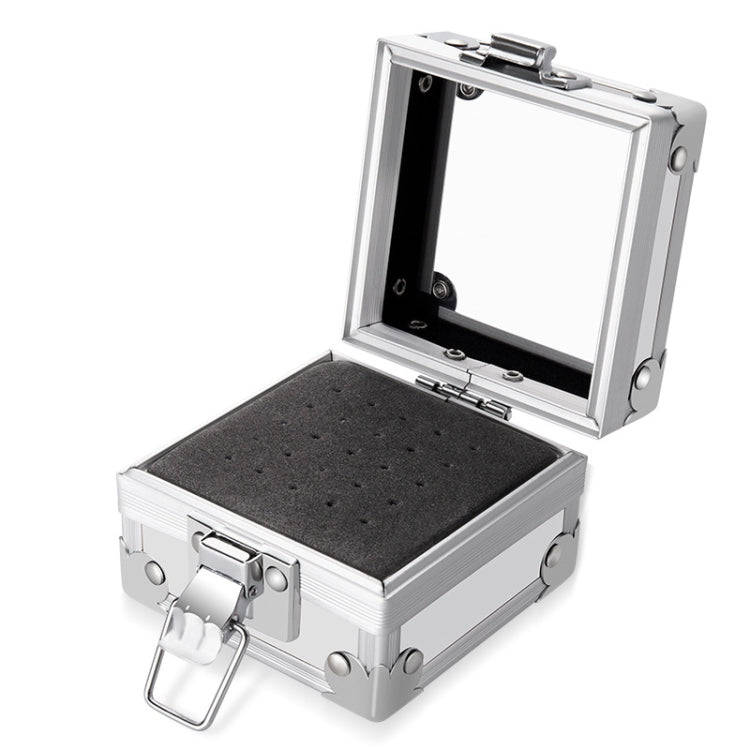 Nail Polishing Head 25 Holes Display Stand Dustproof Storage Box(Silver)