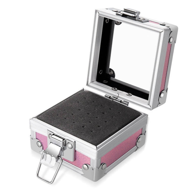 Nail Polishing Head 25 Holes Display Stand Dustproof Storage Box(Pink)