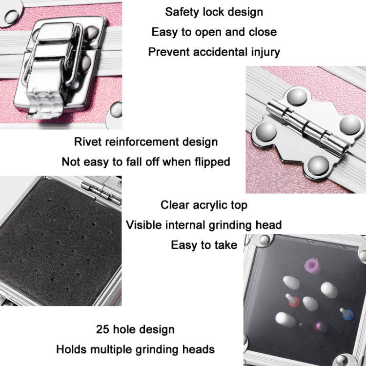 Nail Polishing Head 25 Holes Display Stand Dustproof Storage Box(Pink)