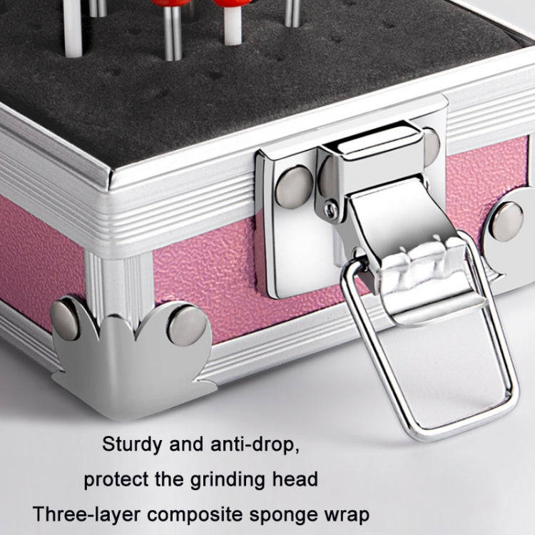 Nail Polishing Head 25 Holes Display Stand Dustproof Storage Box(Pink)