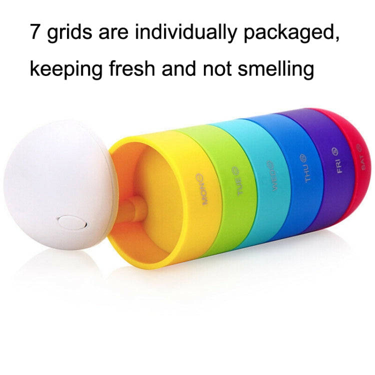 Portable Cylindrical Rotary 7 Compartments Independent Plastic Travel Pill Box(As Show)