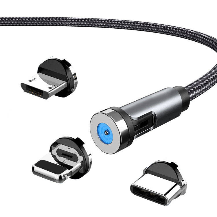 CC56 8 Pin + Type-C/USB-C + Micro USB Magnetic Interface Dust Plug Rotating Data Charging Cable, ...
