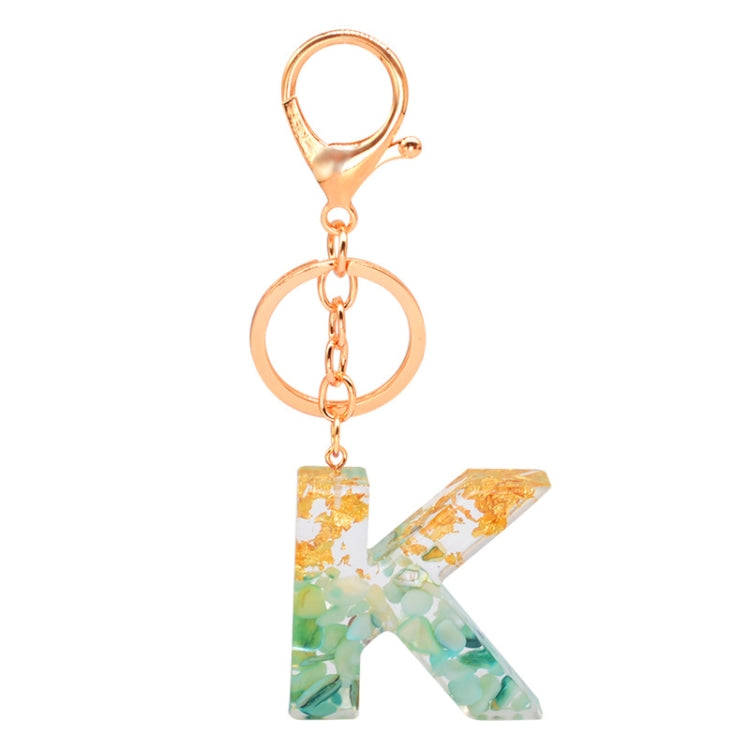 2 PCS Gold Foil Epoxy English Letter Keychain Bag Pendant(K)
