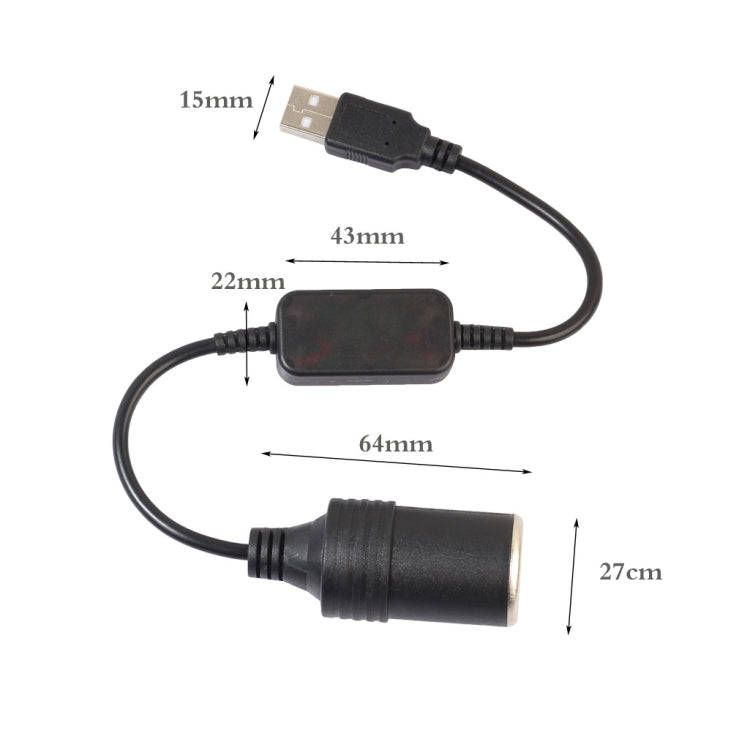 2 PCS Car USB to Cigarette Lighter Socket 5V to 12V Boost Power Adapter Cable, Model: 1.2m