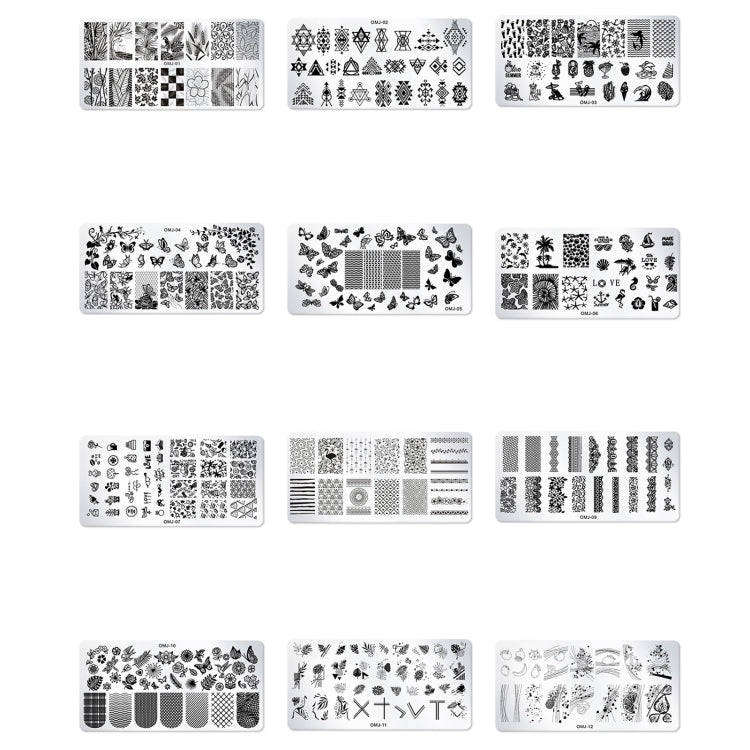 5 PCS Square Nail Art Print Template Nail Accessories(OMJ-01)