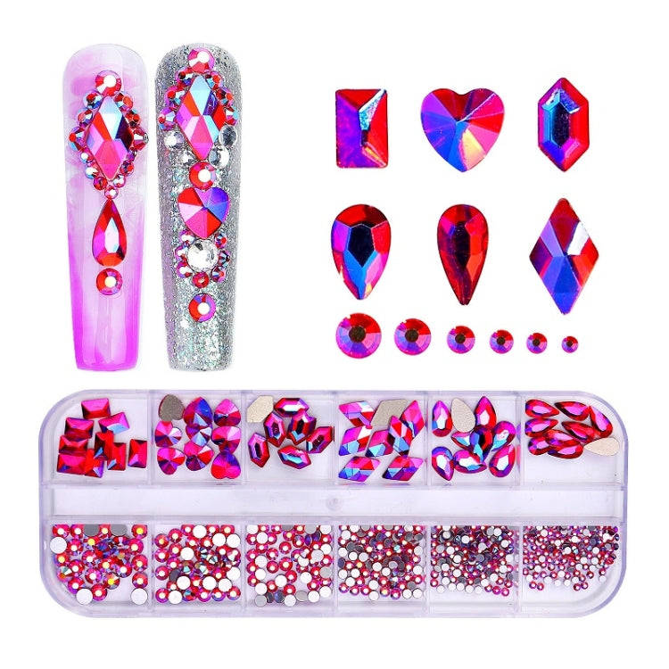 12 Grid Flat Bottom Shaped Nail Rhinestones Nail Decoration, Specification: 15