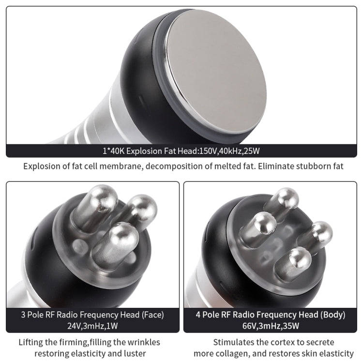3-in-1 40K Ultrasonic Fat Blasting Device  Radio Frequency Beauty Device Metal Handle(US Plug)