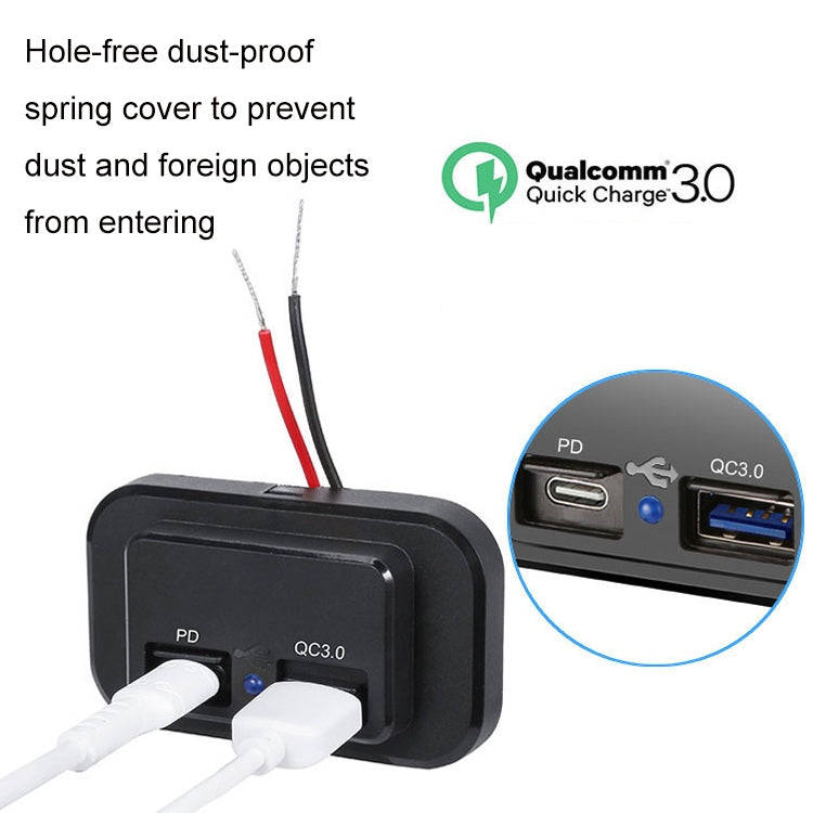 18W QC3.0 Fast Charge PD Car RV Boat Charger(Black)