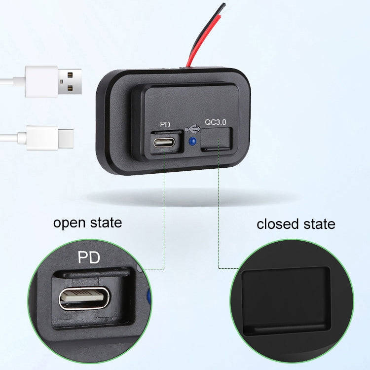 18W QC3.0 Fast Charge PD Car RV Boat Charger(Black)