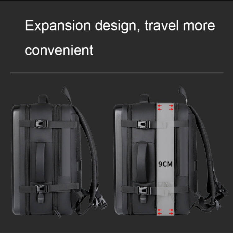 Large-capacity Waterproof Expandable Hard Shell Backpack with USB Charging Hole(162 Black)