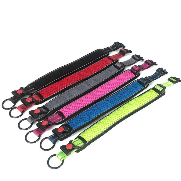 Honeycomb Net Dog Collar Neck Collar Breathable Reflective Anti-Strangle Collar L(Fluorescent Green)