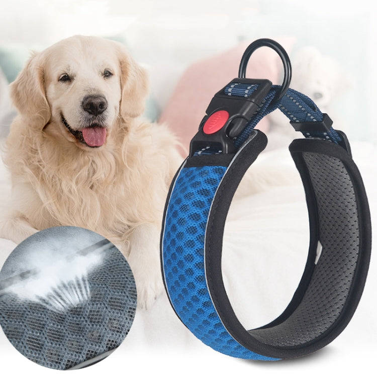 Honeycomb Net Dog Collar Neck Collar Breathable Reflective Anti-Strangle Collar L(Fluorescent Green)