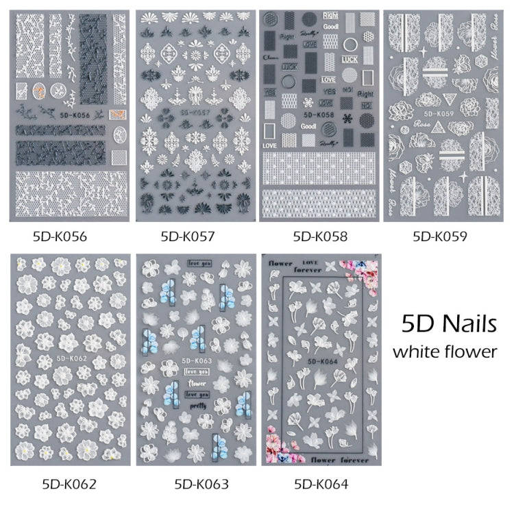 2 PCS 5D Stereoscopic Hollow Lace Nail Stickers Nail Art 3D Flower Embossed Stickers(5D-K57)