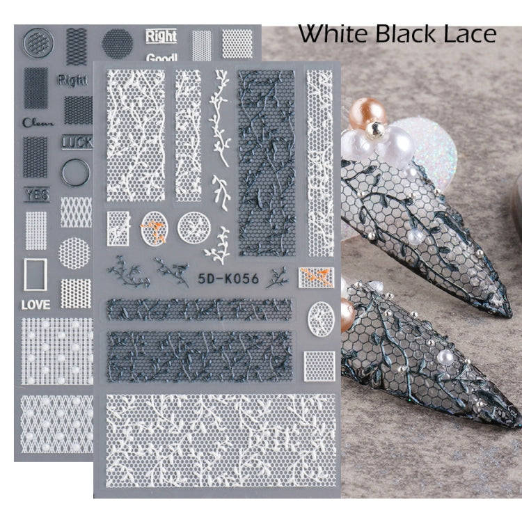 2 PCS 5D Stereoscopic Hollow Lace Nail Stickers Nail Art 3D Flower Embossed Stickers(5D-K57)