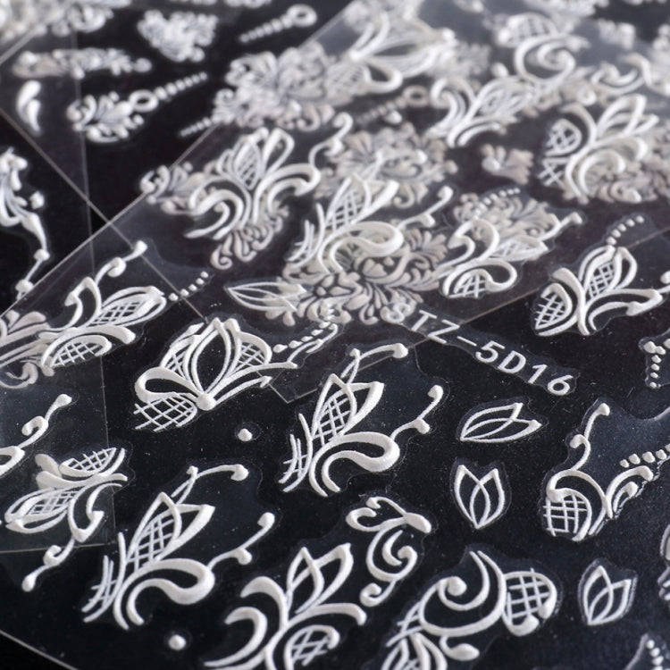 5D Three-dimensional Carved Nail Art Stickers Rose Pattern Embossed Nail Stickers(Stz-5D16)