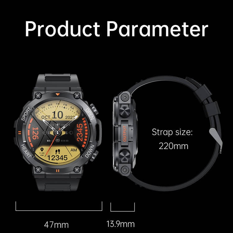 K56Pro 1.39 Inch Heart Rate/Blood Pressure/Blood Oxygen Monitoring Smart Calling Watch(Grey)