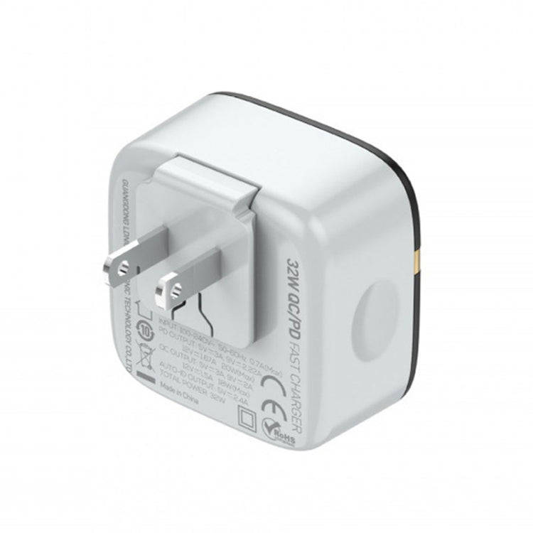 LDNIO A3513Q 32W QC3.0 3 USB Ports Phone Adapter US Plug with Type-C to 8 Pin Cable