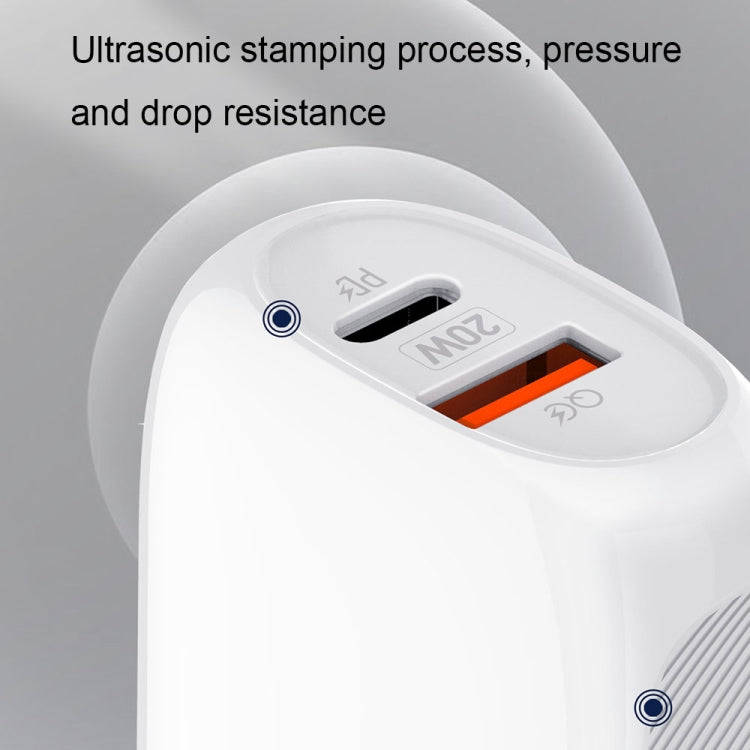 LDNIO A2316C 20W PD+QC 3.0 Phone USB Multi-hole Fast Charger EU Plug with Type-C to 8 Pin Cable