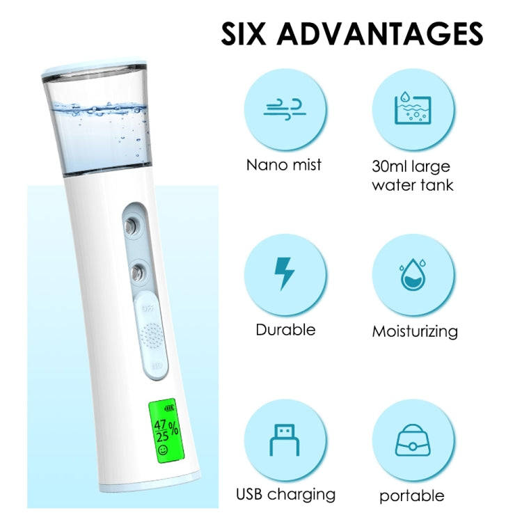 Mist Sprayer Handheld Nano Beauty Instrument Mini Hydrating Humidifier(White Pink)