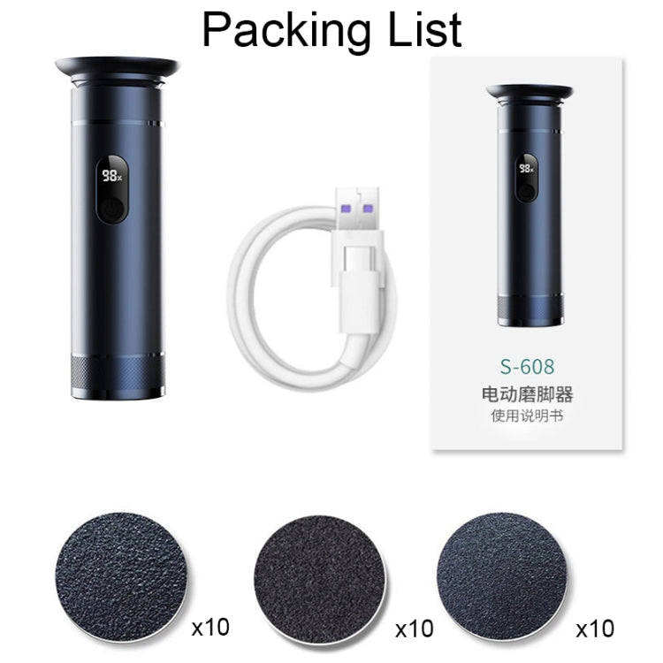 S-608 Smart Digital Display USB Charging Foot Grinder Exfoliating Electric Pedicure(Black)