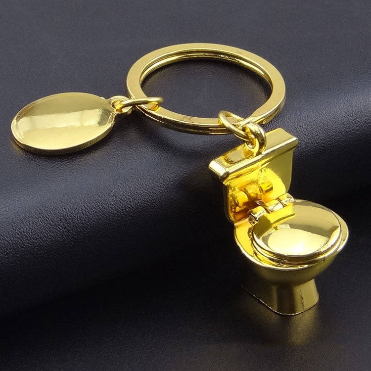 5 PCS X-026 Mini Toilet Shape Car Keychain Bag Pendant(Gold)
