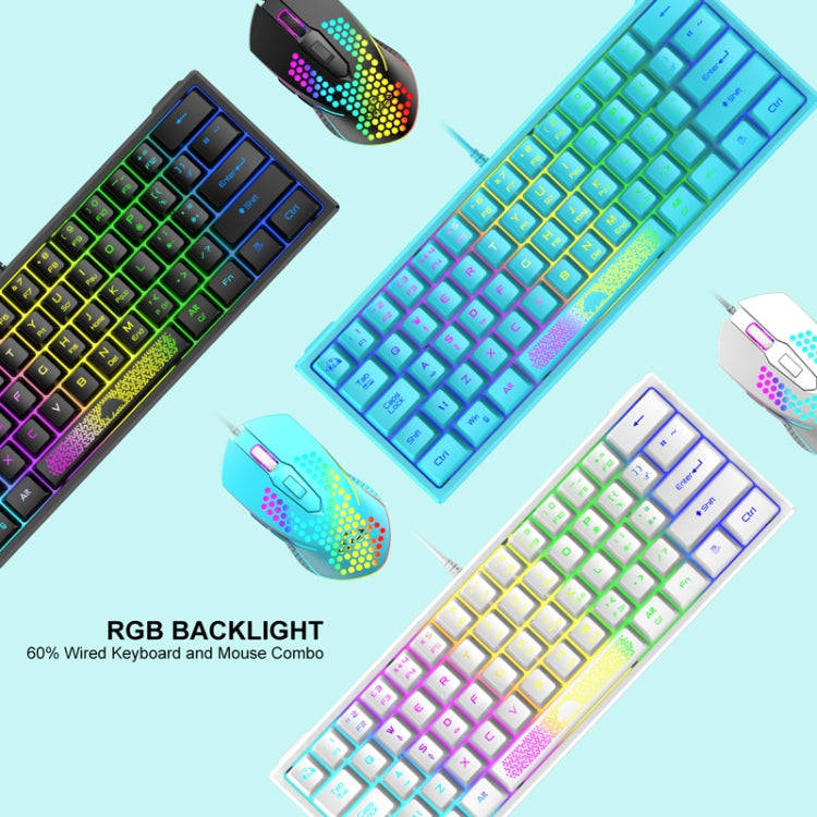 ZIYOULANG K61 62 Keys Game RGB Lighting Notebook Wired Keyboard, Cable Length: 1.5m(Blue White)
