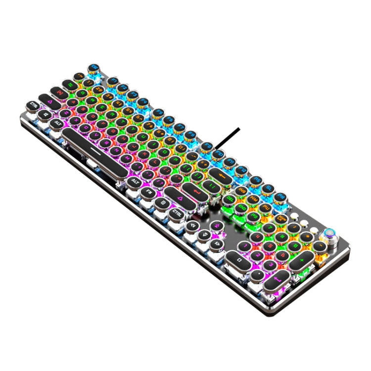 K820 104 Keys Retro Punk Plating Knob Glowing Wired Green Shaft Keyboard, Cable Length: 1.6m, Sty...
