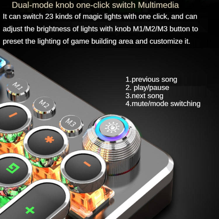 K820 104 Keys Retro Punk Plating Knob Glowing Wired Green Shaft Keyboard, Cable Length: 1.6m, Sty...