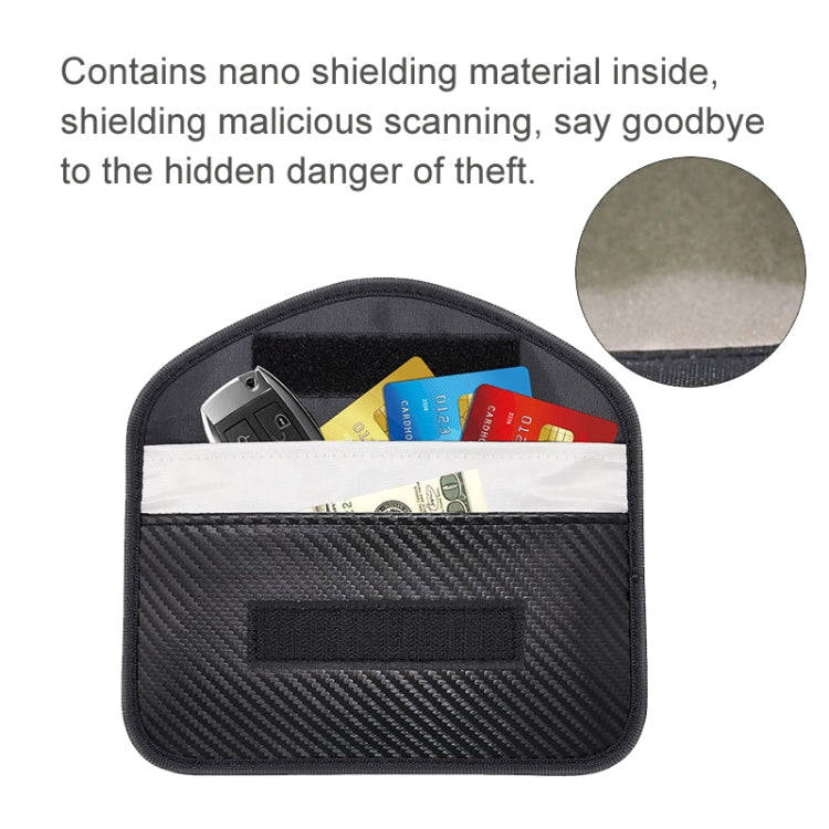 Carbon Fiber Signal Shielding Bag Radiation-proof RFID Phone Key Bag 20 x 10cm(Black)