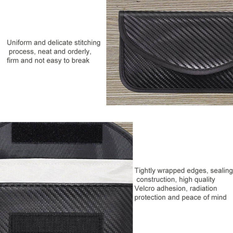 Carbon Fiber Signal Shielding Bag Radiation-proof RFID Phone Key Bag 20 x 10cm(Black)