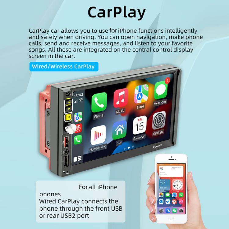 7 Inch Wireless CarPlay Mobile Phone Interconnection Car MP5(FS06W)