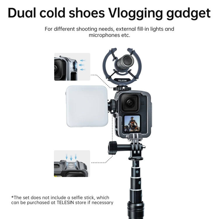TELESIN Aluminium Alloy Frame Case For GoPro Hero11 Black / HERO10 Black / HERO9 Black ,Spec: Ver...